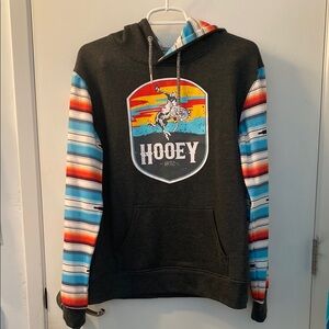 Hooey Black Hoodie with Striped Sleeves